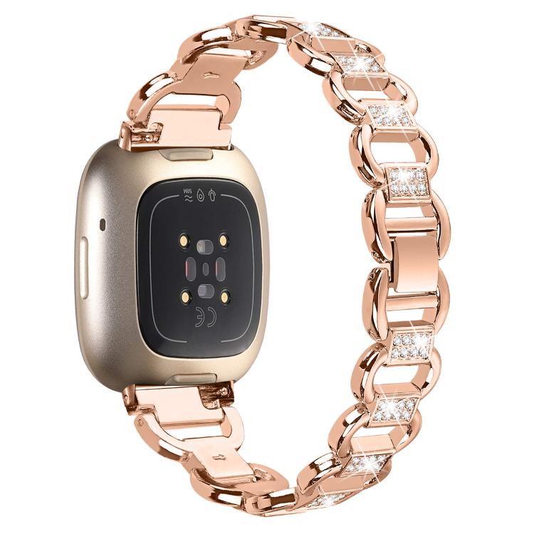 For Fitbit Versa 3 Oval Diamond Stainless Steel Watch Band(Rose Gold) - free shipping - PMC TechLife - Order now!