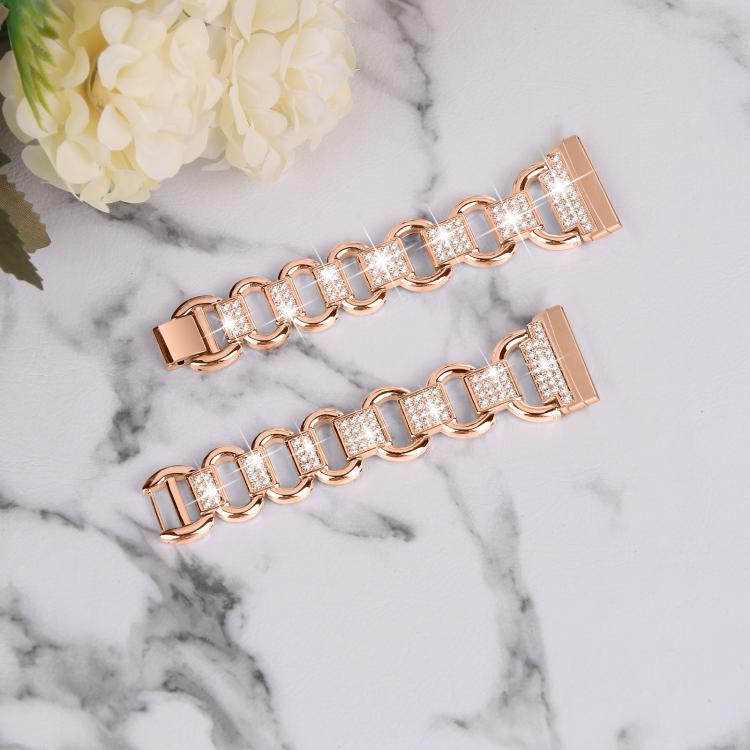 For Fitbit Versa 3 Oval Diamond Stainless Steel Watch Band(Rose Gold) - free shipping - PMC TechLife - Order now!