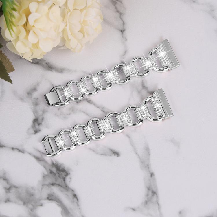 For Fitbit Versa 3 Oval Diamond Stainless Steel Watch Band(Silver) - free shipping - PMC TechLife - Order now!