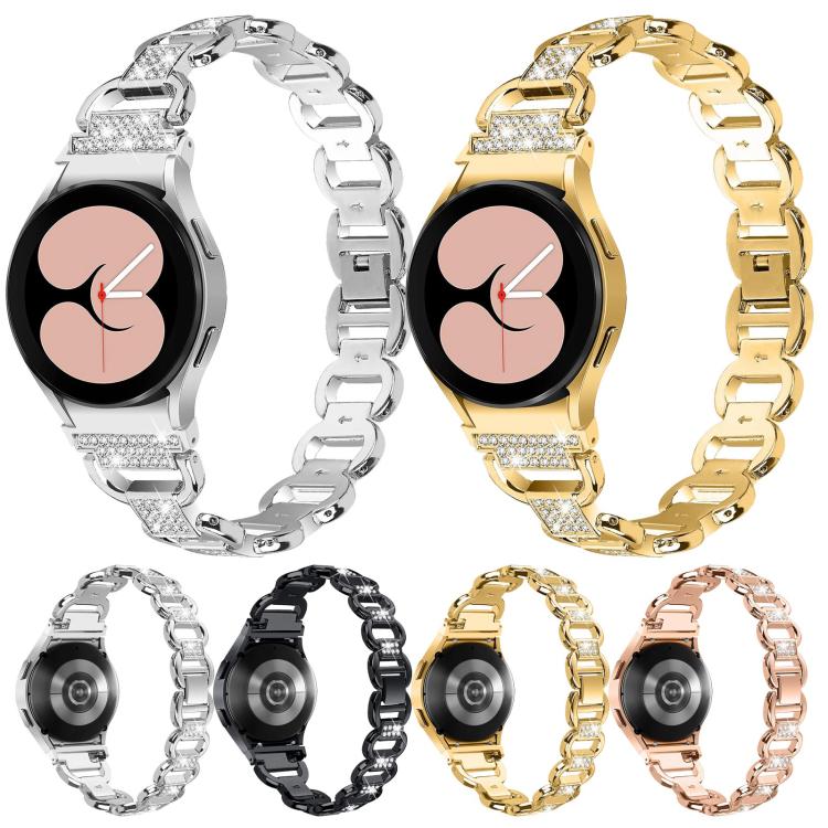 For Samsung Galaxy Watch 7 40mm / 44mm Metal Head Oval Diamond Stainless Steel Watch Band(Rose Gold) - free shipping - PMC TechLife - Order now!