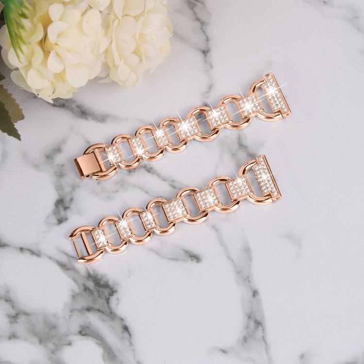20mm Oval Diamond Stainless Steel Watch Band(Rose Gold) - free shipping - PMC TechLife - Order now!