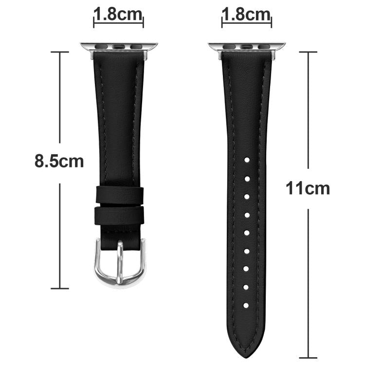 For Apple Watch 42mm / 41mm / 40mm / 38mm Small Waist PU Leather Watch Band(Black) - Watch Bands by PMC TechLife | Online Shopping South Africa | PMC TechLife | Buy Now Pay Later Mobicred