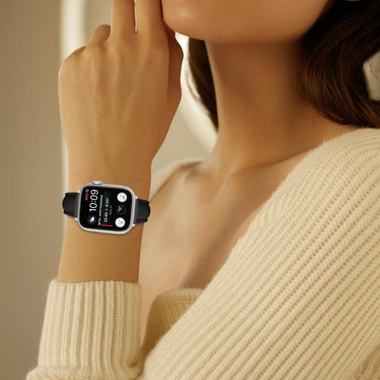 For Apple Watch 42mm / 41mm / 40mm / 38mm Small Waist PU Leather Watch Band(Black) - Watch Bands by PMC TechLife | Online Shopping South Africa | PMC TechLife | Buy Now Pay Later Mobicred