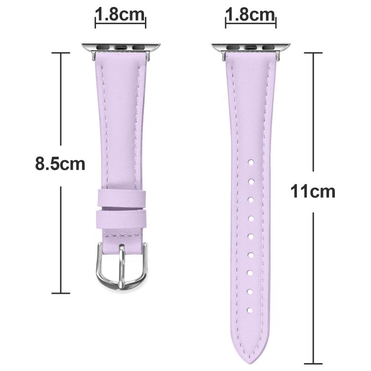 For Apple Watch 42mm / 41mm / 40mm / 38mm Small Waist PU Leather Watch Band(Light Purple) - Watch Bands by PMC TechLife | Online Shopping South Africa | PMC TechLife | Buy Now Pay Later Mobicred