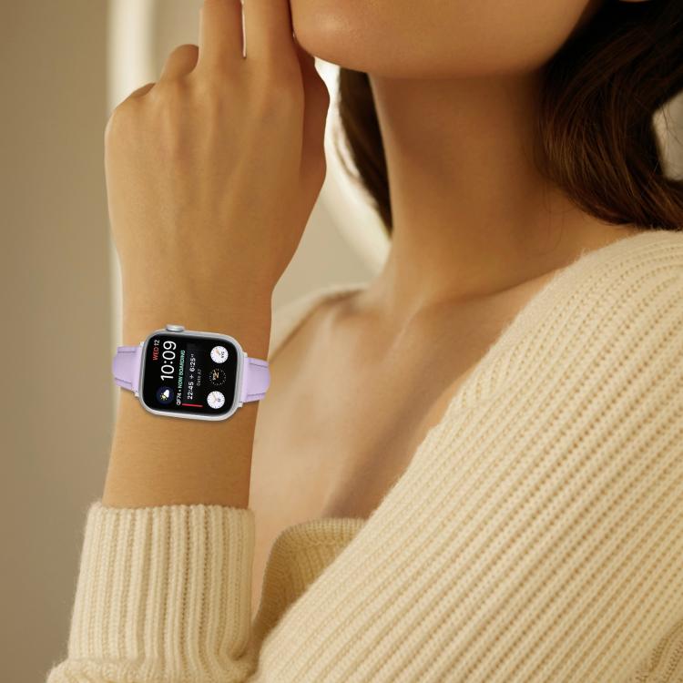For Apple Watch 42mm / 41mm / 40mm / 38mm Small Waist PU Leather Watch Band(Light Purple) - Watch Bands by PMC TechLife | Online Shopping South Africa | PMC TechLife | Buy Now Pay Later Mobicred