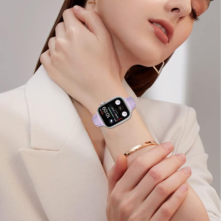 For Apple Watch 42mm / 41mm / 40mm / 38mm Small Waist PU Leather Watch Band(Light Purple) - Watch Bands by PMC TechLife | Online Shopping South Africa | PMC TechLife | Buy Now Pay Later Mobicred