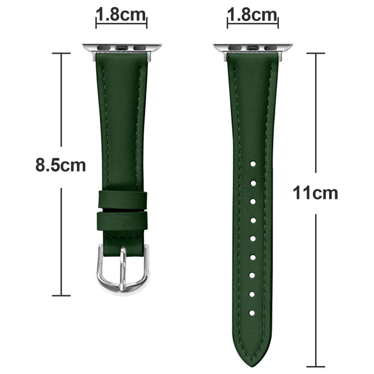 For Apple Watch 42mm / 41mm / 40mm / 38mm Small Waist PU Leather Watch Band(Pine Green) - Watch Bands by PMC TechLife | Online Shopping South Africa | PMC TechLife | Buy Now Pay Later Mobicred