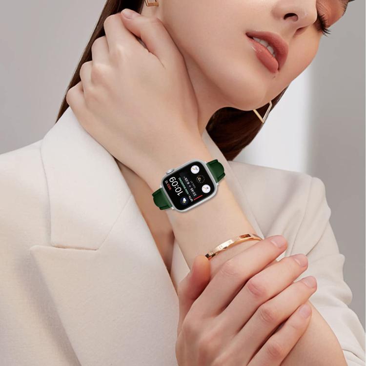 For Apple Watch 42mm / 41mm / 40mm / 38mm Small Waist PU Leather Watch Band(Pine Green) - Watch Bands by PMC TechLife | Online Shopping South Africa | PMC TechLife | Buy Now Pay Later Mobicred