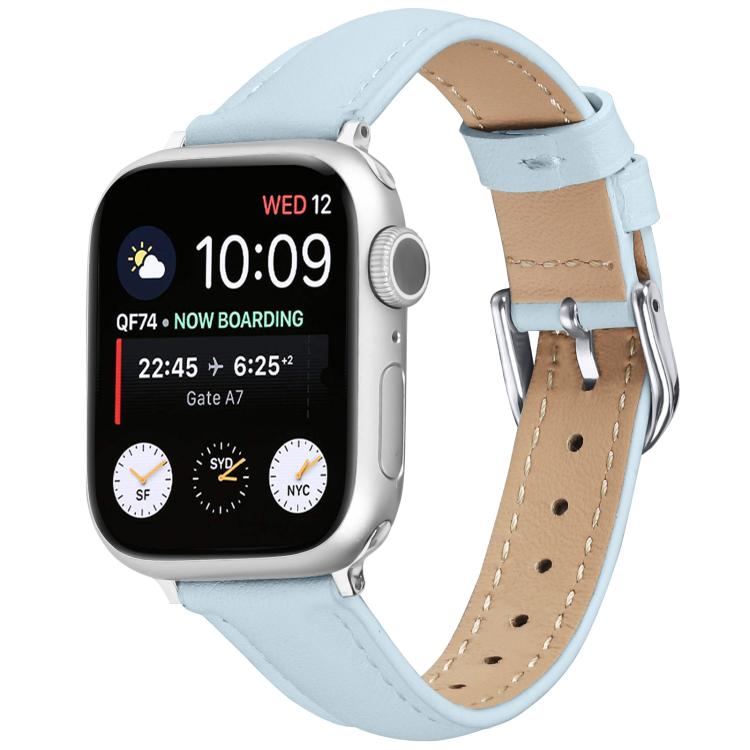 For Apple Watch 42mm / 41mm / 40mm / 38mm Small Waist PU Leather Watch Band(Sky Blue) - Watch Bands by PMC TechLife | Online Shopping South Africa | PMC TechLife | Buy Now Pay Later Mobicred