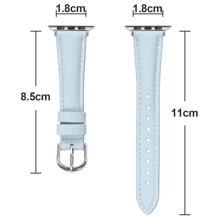 For Apple Watch 42mm / 41mm / 40mm / 38mm Small Waist PU Leather Watch Band(Sky Blue) - Watch Bands by PMC TechLife | Online Shopping South Africa | PMC TechLife | Buy Now Pay Later Mobicred