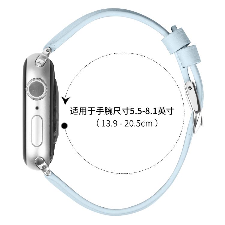 For Apple Watch 42mm / 41mm / 40mm / 38mm Small Waist PU Leather Watch Band(Sky Blue) - Watch Bands by PMC TechLife | Online Shopping South Africa | PMC TechLife | Buy Now Pay Later Mobicred