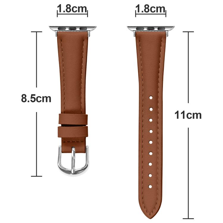 For Apple Watch 42mm / 41mm / 40mm / 38mm Small Waist PU Leather Watch Band(Brown) - Watch Bands by PMC TechLife | Online Shopping South Africa | PMC TechLife | Buy Now Pay Later Mobicred
