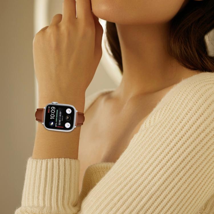 For Apple Watch 42mm / 41mm / 40mm / 38mm Small Waist PU Leather Watch Band(Brown) - Watch Bands by PMC TechLife | Online Shopping South Africa | PMC TechLife | Buy Now Pay Later Mobicred