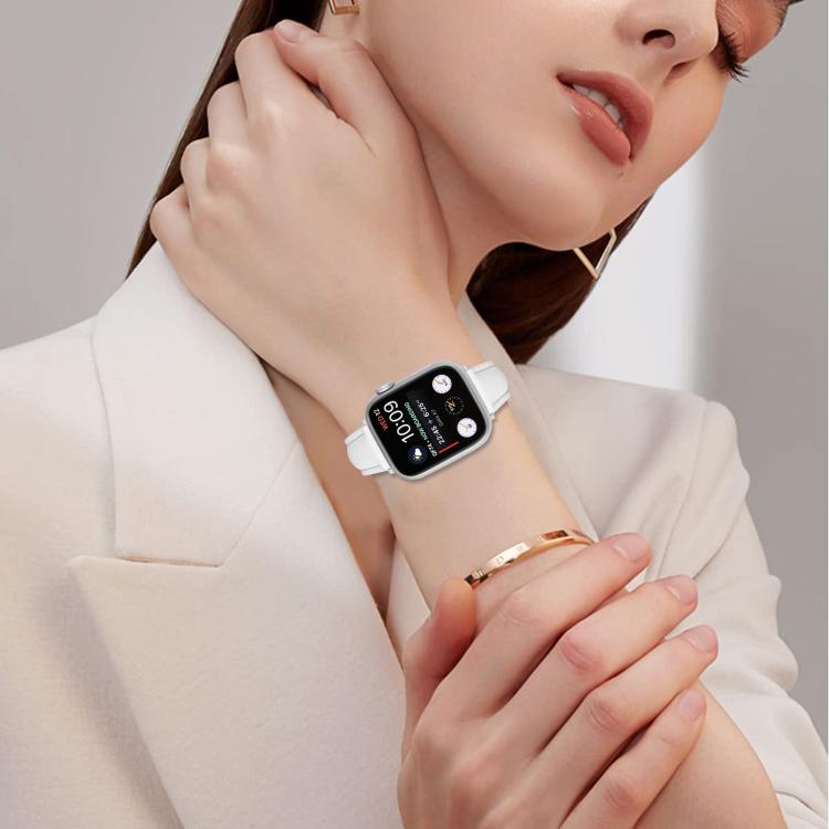 For Apple Watch 46mm / 49mm / 45mm / 44mm Small Waist PU Leather Watch Band(White) - Watch Bands by PMC TechLife | Online Shopping South Africa | PMC TechLife | Buy Now Pay Later Mobicred
