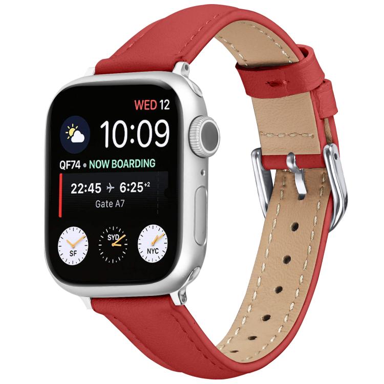For Apple Watch 46mm / 49mm / 45mm / 44mm Small Waist PU Leather Watch Band(Red) - Watch Bands by PMC TechLife | Online Shopping South Africa | PMC TechLife | Buy Now Pay Later Mobicred