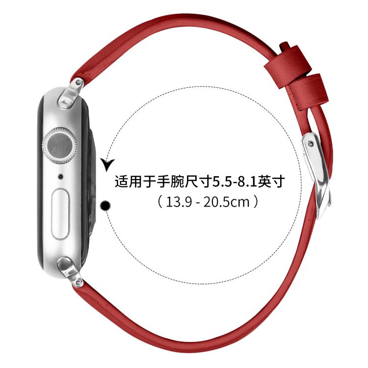 For Apple Watch 46mm / 49mm / 45mm / 44mm Small Waist PU Leather Watch Band(Red) - Watch Bands by PMC TechLife | Online Shopping South Africa | PMC TechLife | Buy Now Pay Later Mobicred