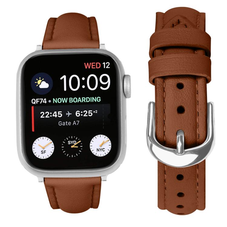 For Apple Watch 46mm / 49mm / 45mm / 44mm Small Waist PU Leather Watch Band(Brown) - Watch Bands by PMC TechLife | Online Shopping South Africa | PMC TechLife | Buy Now Pay Later Mobicred