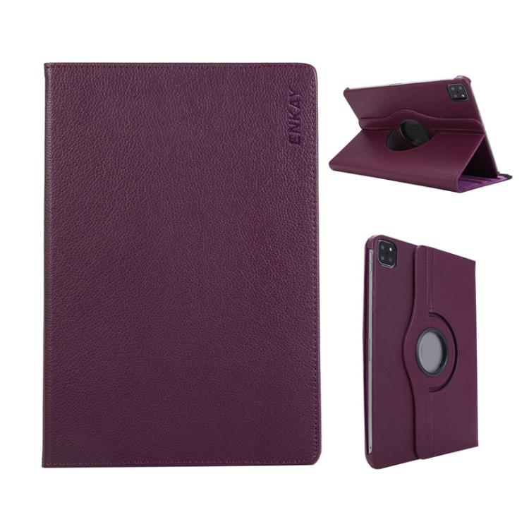 For iPad Air 11 2025 / 2024 / Air 10.9 2022 ENKAY 360 Degree Rotation Litchi Leather Smart Tablet Case(Dark Purple) - free shipping - PMc TechLife - Order now!