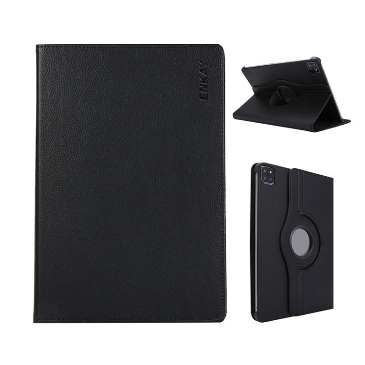 For iPad Pro 12.9 / Air 13 2025 / 2024 ENKAY 360 Degree Rotation Litchi Leather Smart Tablet Case(Black) - free shipping - PMc TechLife - Order now!