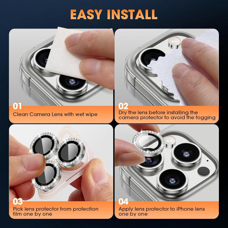 For iPhone 17 Kalebol Individual Camera Lens Diamond Ring Protector(Silver) - iPhone 17 Tempered Glass by Kalebol | Online Shopping South Africa | PMC TechLife | Buy Now Pay Later Mobicred