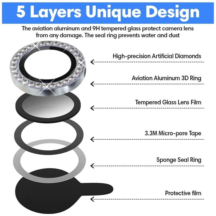 For iPhone 17 Kalebol Individual Camera Lens Diamond Ring Protector(Silver) - iPhone 17 Tempered Glass by Kalebol | Online Shopping South Africa | PMC TechLife | Buy Now Pay Later Mobicred