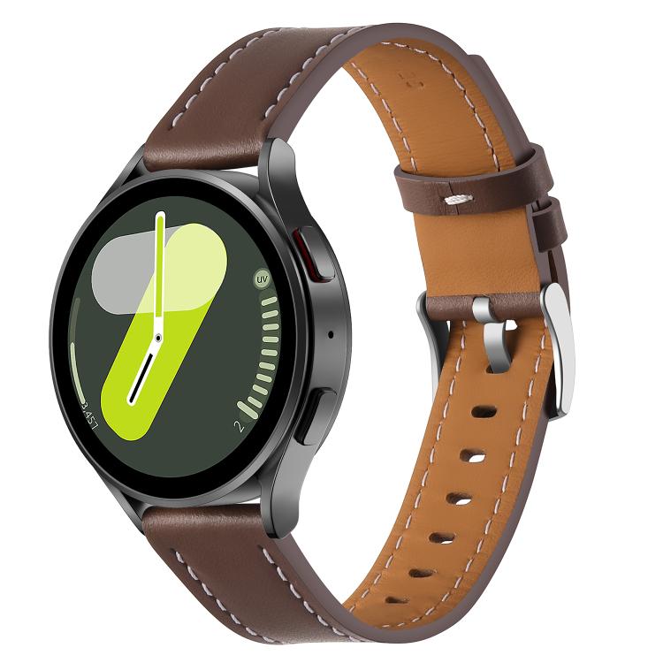 20mm Push Button Silver Steel Buckle Genuine Leather Watch Band(Brown) - free shipping - PMC TechLife - Order now!