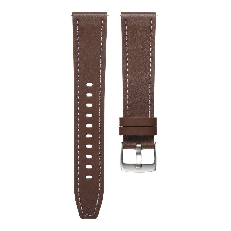20mm Push Button Silver Steel Buckle Genuine Leather Watch Band(Brown) - free shipping - PMC TechLife - Order now!