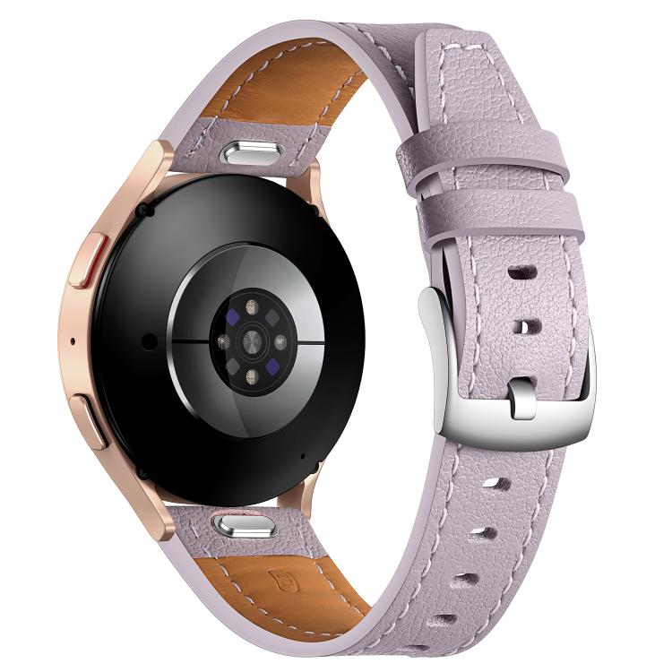 20mm Push Button Silver Steel Buckle Genuine Leather Watch Band(Purple) - free shipping - PMC TechLife - Order now!