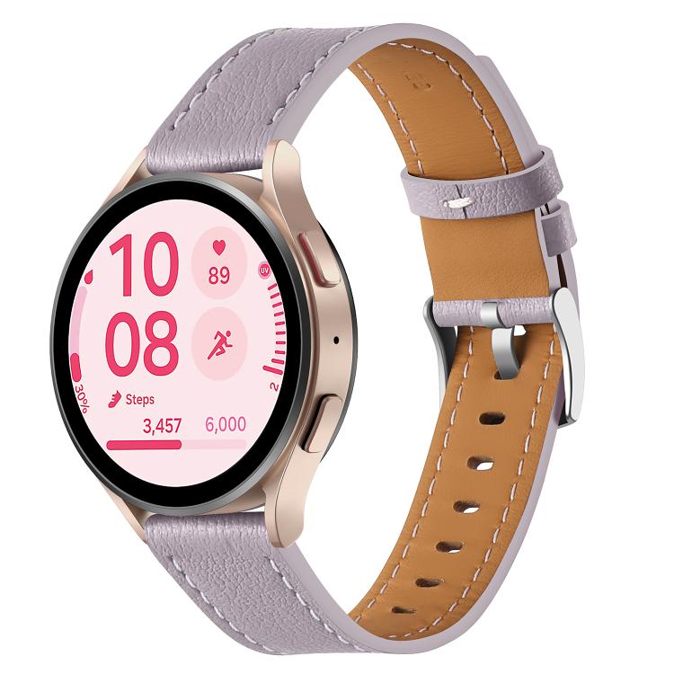 22mm Push Button Silver Steel Buckle Genuine Leather Watch Band(Purple) - free shipping - PMC TechLife - Order now!