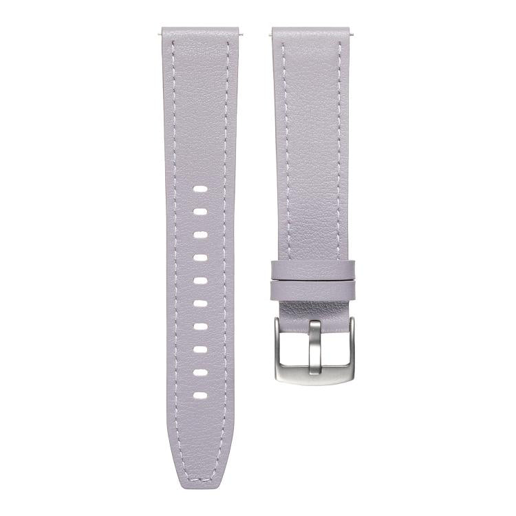 22mm Push Button Silver Steel Buckle Genuine Leather Watch Band(Purple) - free shipping - PMC TechLife - Order now!