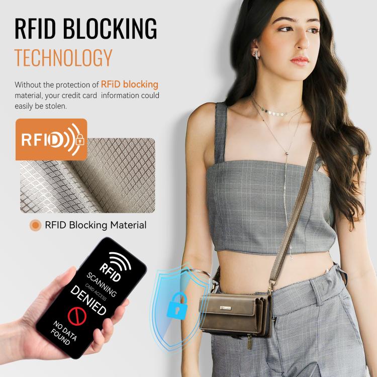 For iPhone 16e CaseMe C39 RFID Blocking Zipper Wallet Leather Phone Case with Crossbody Strap(Coffee) - free shipping - PMc TechLife - Order now!