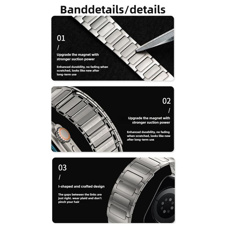 For Apple Watch 46mm / 49mm / 45mm / 44mm I-Beam Magnetic Stainless Steel Strap(Titanium Gray) - free shipping - PMC TechLife - Order now!