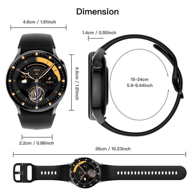 Sense 6 1.43 AMOLED Screen IP68 Waterproof Bluetooth Call Smartwatch Supports Health Monitoring(Black) - free shipping - PMC TechLife - Order now!