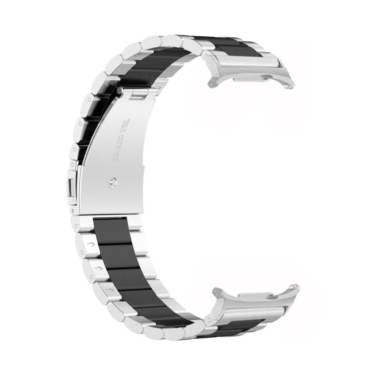 For Samsung Galaxy Watch 8 40 / 44mm Three Beads Stainless Steel Watch Band with Removal Tool(Silver Black) - free shipping - PMC TechLife - Order now!