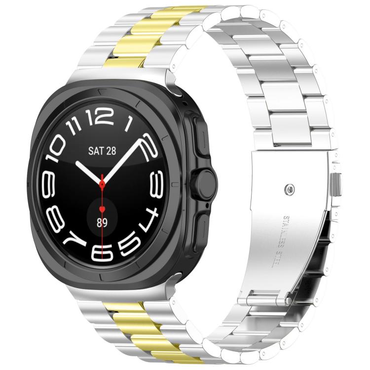 For Samsung Galaxy Watch 8 40 / 44mm Three Beads Stainless Steel Watch Band with Removal Tool(Silver Gold) - free shipping - PMC TechLife - Order now!