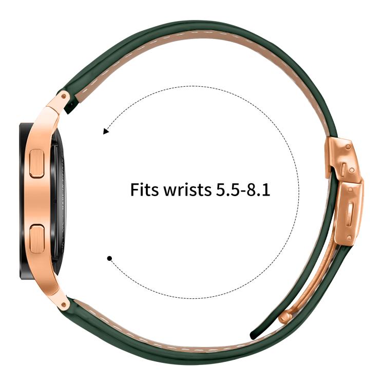 For Samsung Galaxy Watch 7 40 / 44mm Lychee Texture Rose Gold Turtle Back Buckle Leather Watch Band(Green) - free shipping - PMC TechLife - Order now!