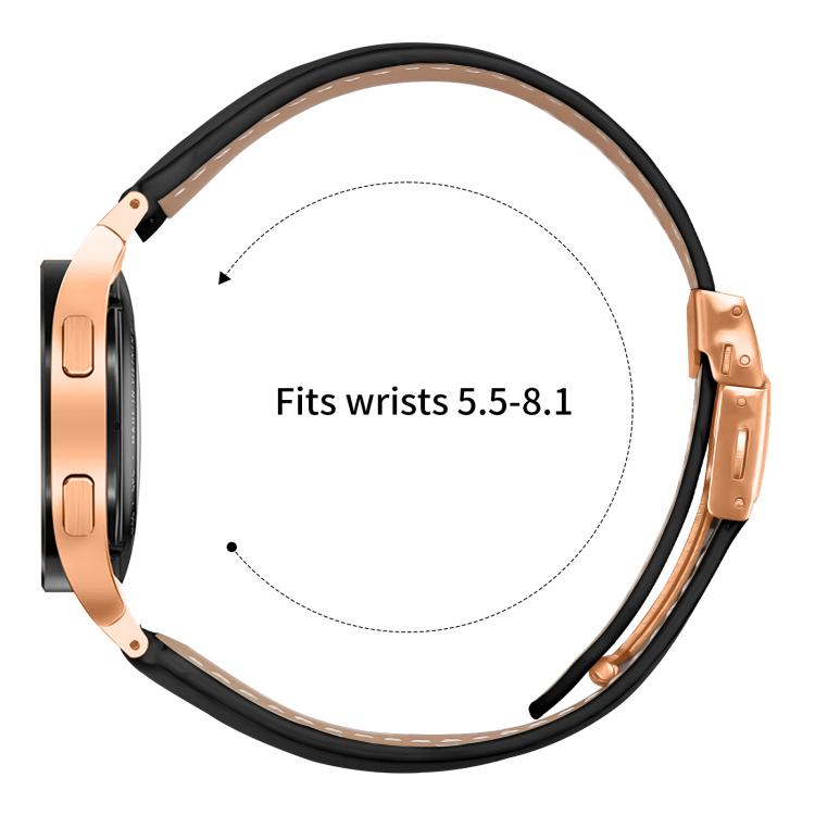 For Samsung Galaxy Watch 7 40 / 44mm Quick Release Lychee Texture Rose Gold Turtle Back Buckle Leather Watch Band(Black) - free shipping - PMC TechLife - Order now!