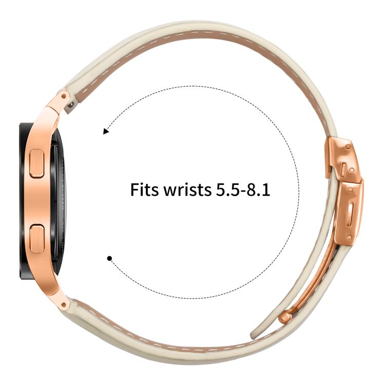 For Samsung Galaxy Watch 7 40 / 44mm Quick Release Lychee Texture Rose Gold Turtle Back Buckle Leather Watch Band(Creamy White) - free shipping - PMC TechLife - Order now!
