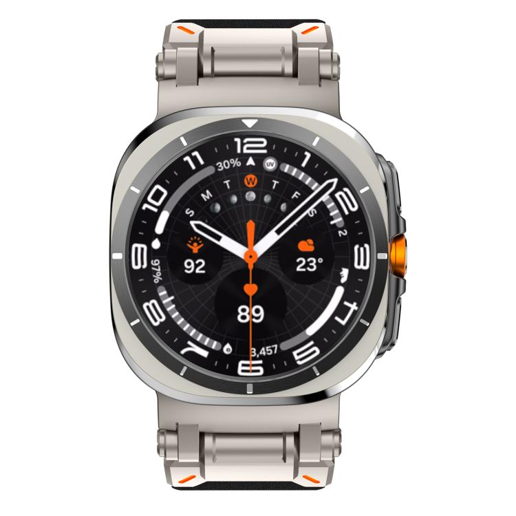 For Samsung Galaxy Watch Ultra 47mm Explorer Stainless Steel Head Leather Watch Band(Titanium Black) - Watch Bands by PMC TechLife | Online Shopping South Africa | PMC TechLife | Buy Now Pay Later Mobicred