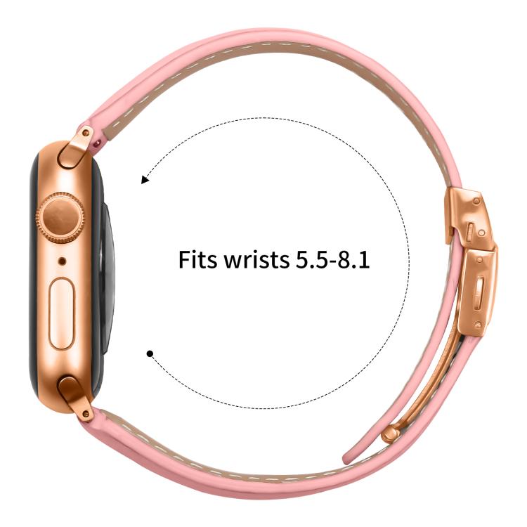 For Apple Watch 42mm / 41mm / 40mm / 38mm Lychee Texture Rose Gold Turtle Back Buckle Leather Watch Band(Pink) - free shipping - PMC TechLife - Order now!