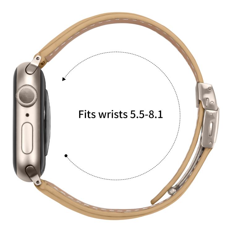 For Apple Watch 46mm / 49mm / 45mm / 44mm Lychee Texture Starlight Turtle Back Buckle Leather Watch Band(Camel) - Watch Bands by PMC TechLife | Online Shopping South Africa | PMC TechLife | Buy Now Pay Later Mobicred