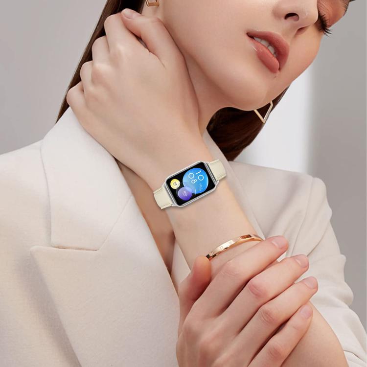 For Xiaomi Smart Bnad 9 Pro / Redmi Watch 5 Lychee Texture Silver Turtle Back Buckle Leather Watch Band(Creamy White) - free shipping - PMC TechLife - Order now!