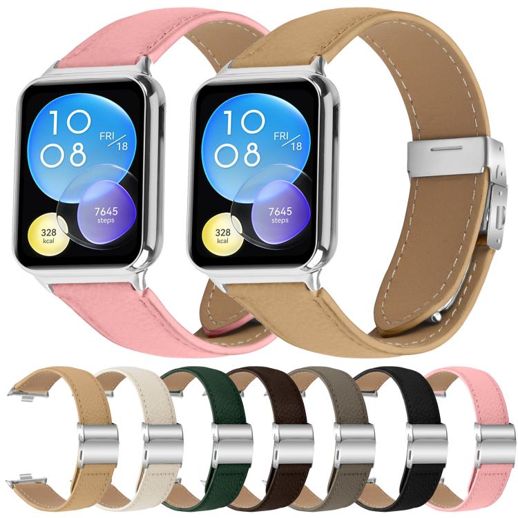 For Xiaomi Smart Bnad 9 Pro / Redmi Watch 5 Lychee Texture Silver Turtle Back Buckle Leather Watch Band(Creamy White) - free shipping - PMC TechLife - Order now!
