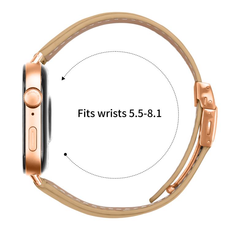 For Huawei Watch Fit 4 / Fit 4 Pro / Fit 3 Lychee Texture Rose Gold Turtle Back Buckle Leather Watch Band(Camel) - free shipping - PMC TechLife - Order now!