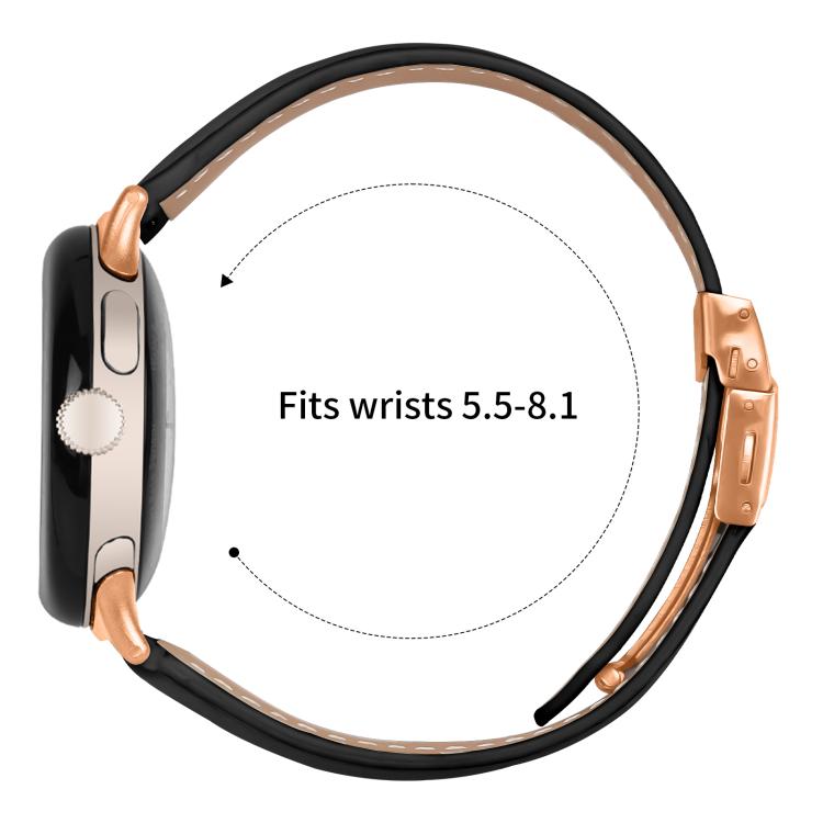 For Google Pixel Watch / Watch 2 / 3 41mm Lychee Texture Rose Gold Turtle Back Buckle Leather Watch Band(Black) - free shipping - PMC TechLife - Order now!