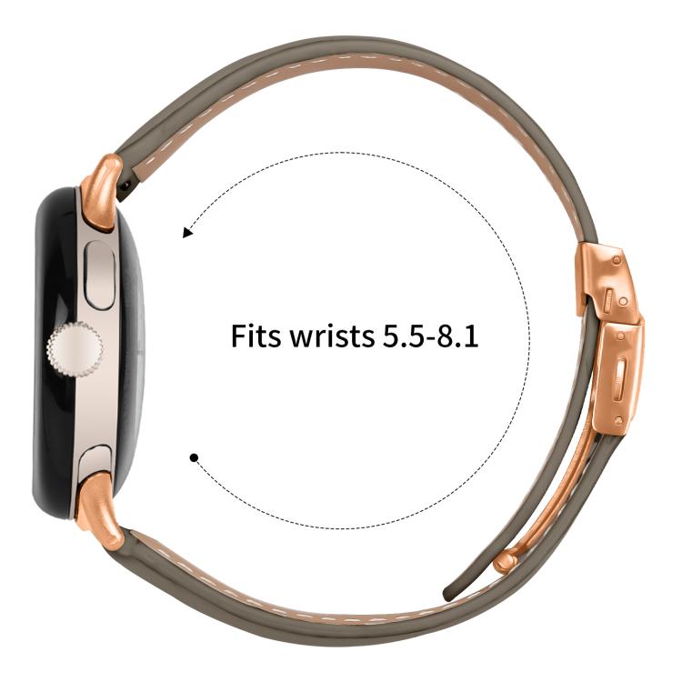 For Google Pixel Watch / Watch 2 / 3 41mm Lychee Texture Rose Gold Turtle Back Buckle Leather Watch Band(Gray) - free shipping - PMC TechLife - Order now!
