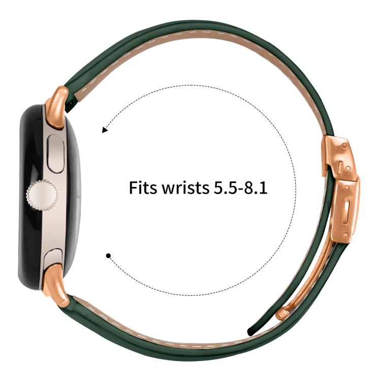 For Google Pixel Watch / Watch 2 / 3 41mm Lychee Texture Rose Gold Turtle Back Buckle Leather Watch Band(Green) - free shipping - PMC TechLife - Order now!