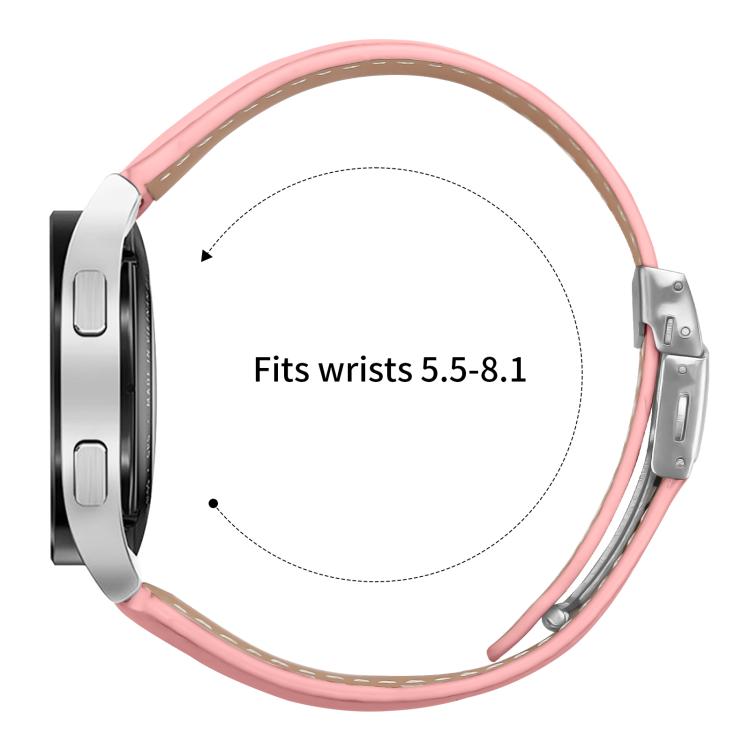 20mm Lychee Texture Silver Turtle Back Buckle Leather Watch Band(Pink) - free shipping - PMC TechLife - Order now!