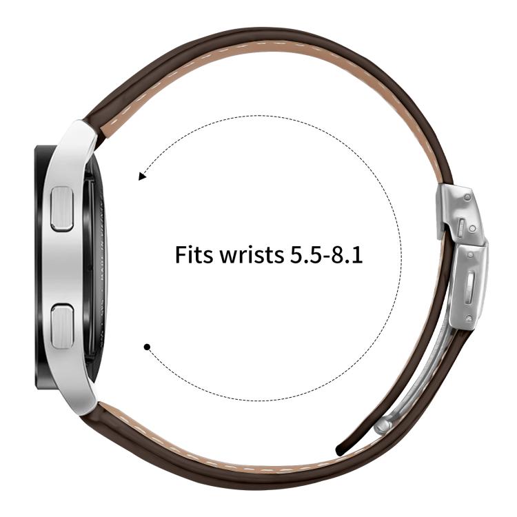 20mm Lychee Texture Silver Turtle Back Buckle Leather Watch Band(Coffee Color) - free shipping - PMC TechLife - Order now!