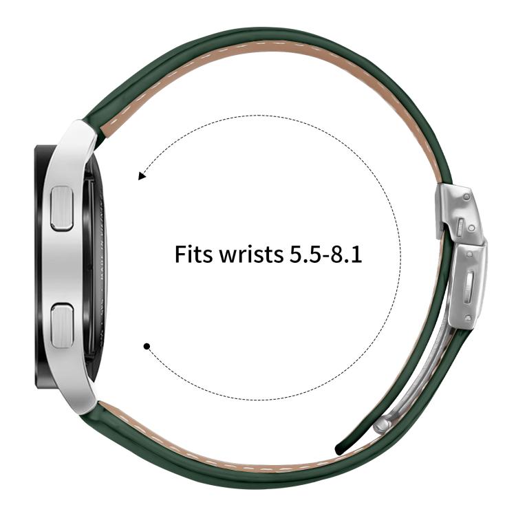 20mm Lychee Texture Silver Turtle Back Buckle Leather Watch Band(Green) - free shipping - PMC TechLife - Order now!